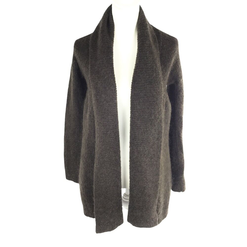 BCBGMaxazria Open Front Acrylic Blend Cardigan Sweater Size S Womens Dark Brown